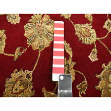 Load image into Gallery viewer, 6&#39;x9&#39;2&quot; Ruby Red, Thick And Plush, Rajasthan With All Over Leaf Design, Hand Knotted, Wool And Silk, Soft Pile, Oriental Rug FWR453594