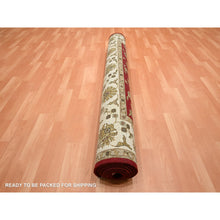Load image into Gallery viewer, 6&#39;x9&#39;2&quot; Ruby Red, Thick And Plush, Rajasthan With All Over Leaf Design, Hand Knotted, Wool And Silk, Soft Pile, Oriental Rug FWR453594