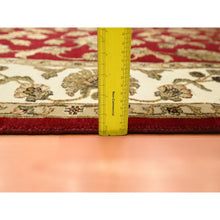 Load image into Gallery viewer, 6&#39;x9&#39;2&quot; Ruby Red, Thick And Plush, Rajasthan With All Over Leaf Design, Hand Knotted, Wool And Silk, Soft Pile, Oriental Rug FWR453594