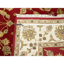 Load image into Gallery viewer, 6&#39;x9&#39;2&quot; Ruby Red, Thick And Plush, Rajasthan With All Over Leaf Design, Hand Knotted, Wool And Silk, Soft Pile, Oriental Rug FWR453594