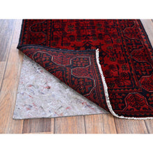 Load image into Gallery viewer, 1&#39;10&quot;x5&#39;1&quot; Scarlet Red, Afghan Khamyab With Geometric Pattern, Hand Knotted, Soft 100% Wool, Natural Dyes, Short &amp; Narrow Runner, Oriental Rug FWR4530
