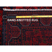 Load image into Gallery viewer, 1&#39;10&quot;x5&#39;1&quot; Scarlet Red, Afghan Khamyab With Geometric Pattern, Hand Knotted, Soft 100% Wool, Natural Dyes, Short &amp; Narrow Runner, Oriental Rug FWR4530