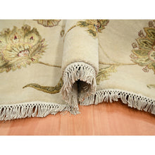 Load image into Gallery viewer, 6&#39;x9&#39; Bone White, Hand Knotted, Borderless Botanical Design, Half Wool And Half Silk, Densely Woven, Soft Pile, Oriental Rug FWR453600
