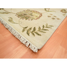 Load image into Gallery viewer, 6&#39;x9&#39; Bone White, Hand Knotted, Borderless Botanical Design, Half Wool And Half Silk, Densely Woven, Soft Pile, Oriental Rug FWR453600