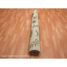 Load image into Gallery viewer, 6&#39;x9&#39; Bone White, Hand Knotted, Borderless Botanical Design, Half Wool And Half Silk, Densely Woven, Soft Pile, Oriental Rug FWR453600