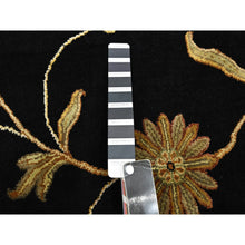 Load image into Gallery viewer, 5&#39;10&quot;x8&#39;10&quot; Onyx Black, Borderless Botanical Design, Half Wool And Half Silk, Densely Woven, Soft Pile, Hand Knotted, Oriental Rug FWR453606