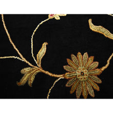 Load image into Gallery viewer, 5&#39;10&quot;x8&#39;10&quot; Onyx Black, Borderless Botanical Design, Half Wool and Half Silk, Densely Woven, Soft Pile, Hand Knotted, Oriental Rug FWR453606