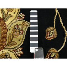 Load image into Gallery viewer, 6&#39;x8&#39;10&quot; Ebony Black, Hand Knotted, Borderless Botanical Design, Half Wool And Half Silk, Densely Woven, Soft Pile, Oriental Rug FWR453612