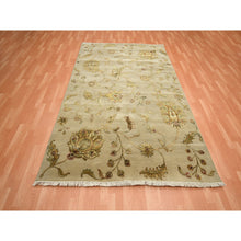 Load image into Gallery viewer, 6&#39;x8&#39;10&quot; Cornstalk Brown, Hand Knotted, Half Wool And Half Silk, Borderless Botanical Design, Densely Woven, Soft Pile, Oriental Rug FWR453618