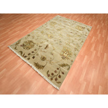 Load image into Gallery viewer, 6&#39;x8&#39;10&quot; Cornstalk Brown, Hand Knotted, Half Wool And Half Silk, Borderless Botanical Design, Densely Woven, Soft Pile, Oriental Rug FWR453618
