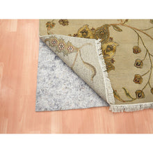 Load image into Gallery viewer, 6&#39;x8&#39;10&quot; Cornstalk Brown, Hand Knotted, Half Wool And Half Silk, Borderless Botanical Design, Densely Woven, Soft Pile, Oriental Rug FWR453618