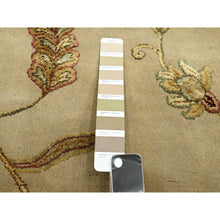 Load image into Gallery viewer, 6&#39;x8&#39;10&quot; Cornstalk Brown, Hand Knotted, Half Wool And Half Silk, Borderless Botanical Design, Densely Woven, Soft Pile, Oriental Rug FWR453618