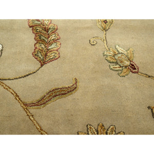 6'x8'10" Cornstalk Brown, Hand Knotted, Half Wool And Half Silk, Borderless Botanical Design, Densely Woven, Soft Pile, Oriental Rug FWR453618