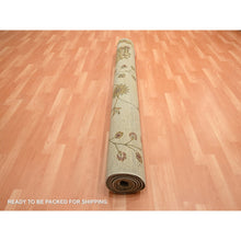 Load image into Gallery viewer, 6&#39;x8&#39;10&quot; Cornstalk Brown, Hand Knotted, Half Wool And Half Silk, Borderless Botanical Design, Densely Woven, Soft Pile, Oriental Rug FWR453618