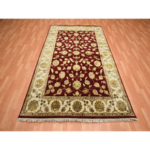 Load image into Gallery viewer, 6&#39;x9&#39; Crimson Red, Hand Knotted, Wool And Silk, Soft Pile, Rajasthan With All Over Leaf Design, Thick And Plush, Oriental Rug FWR453624