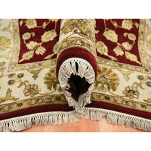 Load image into Gallery viewer, 6&#39;x9&#39; Crimson Red, Hand Knotted, Wool And Silk, Soft Pile, Rajasthan With All Over Leaf Design, Thick And Plush, Oriental Rug FWR453624