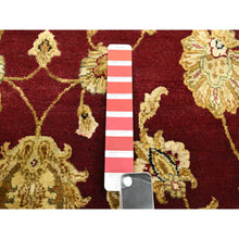 Load image into Gallery viewer, 6&#39;x9&#39; Crimson Red, Hand Knotted, Wool And Silk, Soft Pile, Rajasthan With All Over Leaf Design, Thick And Plush, Oriental Rug FWR453624