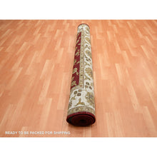 Load image into Gallery viewer, 6&#39;x9&#39; Crimson Red, Hand Knotted, Wool And Silk, Soft Pile, Rajasthan With All Over Leaf Design, Thick And Plush, Oriental Rug FWR453624