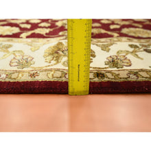 Load image into Gallery viewer, 6&#39;x9&#39; Crimson Red, Hand Knotted, Wool And Silk, Soft Pile, Rajasthan With All Over Leaf Design, Thick And Plush, Oriental Rug FWR453624