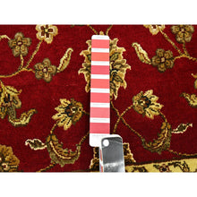 Load image into Gallery viewer, 4&#39;2&quot;x5&#39; Carmine Red, Rajasthan With All Over Leaf Design, Hand Knotted, Wool And Silk, Soft Pile, Thick And Plush, Squarish, Oriental Rug FWR453630
