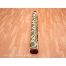 Load image into Gallery viewer, 4&#39;2&quot;x5&#39; Carmine Red, Rajasthan With All Over Leaf Design, Hand Knotted, Wool And Silk, Soft Pile, Thick And Plush, Squarish, Oriental Rug FWR453630