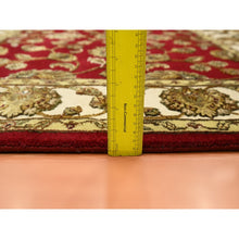 Load image into Gallery viewer, 4&#39;2&quot;x5&#39; Carmine Red, Rajasthan With All Over Leaf Design, Hand Knotted, Wool And Silk, Soft Pile, Thick And Plush, Squarish, Oriental Rug FWR453630