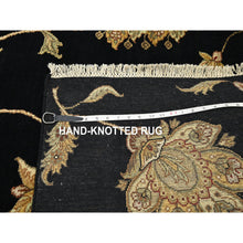 Load image into Gallery viewer, 4&#39;1&quot;x6&#39;1&quot; Caviar Black, Half Wool And Half Silk, Borderless Botanical Design, Densely Woven, Soft Pile, Hand Knotted, Oriental Rug FWR453648