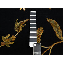 Load image into Gallery viewer, 4&#39;x6&#39; Midnight Black, Borderless Botanical Design, Half Wool And Half Silk, Densely Woven, Soft Pile, Hand Knotted, Oriental Rug FWR453654