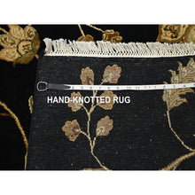 Load image into Gallery viewer, 4&#39;x6&#39; Midnight Black, Borderless Botanical Design, Half Wool And Half Silk, Densely Woven, Soft Pile, Hand Knotted, Oriental Rug FWR453654