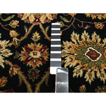 Load image into Gallery viewer, 4&#39;x15&#39;9&quot; Pitch Black, Rajasthan with All Over Leaf Design, Hand Knotted, Wool and Silk, Soft Pile, Thick and Plush, XL Runner, Oriental Rug FWR453660