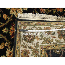 Load image into Gallery viewer, 4&#39;x15&#39;9&quot; Pitch Black, Rajasthan With All Over Leaf Design, Hand Knotted, Wool And Silk, Soft Pile, Thick And Plush, Xl Runner, Oriental Rug FWR453660