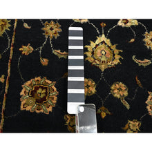 Load image into Gallery viewer, 2&#39;7&quot;x12&#39;3&quot; Caviar Black, Soft Pile, Hand Knotted, Wool And Silk, Rajasthan With All Over Leaf Design, Thick And Plush, Runner, Oriental Rug FWR453666