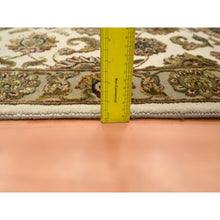 Load image into Gallery viewer, 2&#39;6&quot;x8&#39; Alabaster White, Rajasthan with All Over Leaf Design, Hand Knotted, Wool and Silk, Soft Pile, Thick and Plush, Runner, Oriental Rug FWR453672