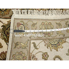 Load image into Gallery viewer, 2&#39;6&quot;x8&#39; Alabaster White, Rajasthan with All Over Leaf Design, Hand Knotted, Wool and Silk, Soft Pile, Thick and Plush, Runner, Oriental Rug FWR453672