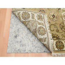 Load image into Gallery viewer, 2&#39;7&quot;x8&#39;1&quot; Ecru Brown, Rajasthan with All Over Leaf Design, Hand Knotted, Wool and Silk, Densely Woven, Thick and Plush, Runner, Oriental Rug FWR453678