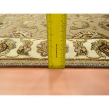 Load image into Gallery viewer, 2&#39;7&quot;x8&#39;1&quot; Ecru Brown, Rajasthan with All Over Leaf Design, Hand Knotted, Wool and Silk, Densely Woven, Thick and Plush, Runner, Oriental Rug FWR453678