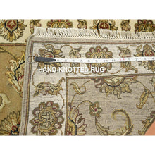 Load image into Gallery viewer, 2&#39;7&quot;x8&#39;1&quot; Ecru Brown, Rajasthan with All Over Leaf Design, Hand Knotted, Wool and Silk, Densely Woven, Thick and Plush, Runner, Oriental Rug FWR453678