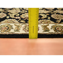 Load image into Gallery viewer, 2&#39;6&quot;x8&#39; Jade Black, Rajasthan with All Over Leaf Design, Hand Knotted, Wool and Silk, Densely Woven, Thick and Plush, Runner, Oriental Rug FWR453684