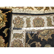 Load image into Gallery viewer, 2&#39;6&quot;x8&#39; Jade Black, Rajasthan with All Over Leaf Design, Hand Knotted, Wool and Silk, Densely Woven, Thick and Plush, Runner, Oriental Rug FWR453684