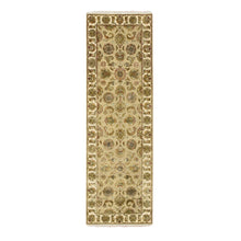 Load image into Gallery viewer, 2&#39;6&quot;x8&#39; Dark Vanilla Brown, Rajasthan with All Over Leaf Design, Hand Knotted, Wool and Silk, Soft Pile, Thick and Plush, Runner, Oriental Rug FWR453690