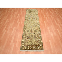 Load image into Gallery viewer, 2&#39;6&quot;x8&#39; Dark Vanilla Brown, Rajasthan with All Over Leaf Design, Hand Knotted, Wool and Silk, Soft Pile, Thick and Plush, Runner, Oriental Rug FWR453690