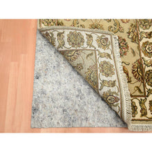 Load image into Gallery viewer, 2&#39;6&quot;x8&#39; Dark Vanilla Brown, Rajasthan with All Over Leaf Design, Hand Knotted, Wool and Silk, Soft Pile, Thick and Plush, Runner, Oriental Rug FWR453690