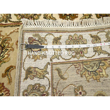 Load image into Gallery viewer, 2&#39;6&quot;x8&#39; Dark Vanilla Brown, Rajasthan with All Over Leaf Design, Hand Knotted, Wool and Silk, Soft Pile, Thick and Plush, Runner, Oriental Rug FWR453690