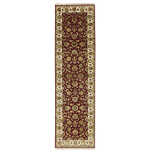 Load image into Gallery viewer, 2&#39;6&quot;x9&#39;5&quot; Angels Red, Wool and Silk, Soft Pile, Rajasthan with All Over Leaf Design, Hand Knotted, Thick and Plush, Runner, Oriental Rug FWR453696