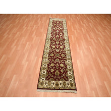 Load image into Gallery viewer, 2&#39;6&quot;x9&#39;5&quot; Angels Red, Wool And Silk, Soft Pile, Rajasthan With All Over Leaf Design, Hand Knotted, Thick And Plush, Runner, Oriental Rug FWR453696