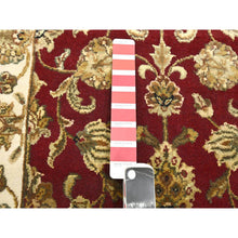 Load image into Gallery viewer, 2&#39;6&quot;x9&#39;5&quot; Angels Red, Wool And Silk, Soft Pile, Rajasthan With All Over Leaf Design, Hand Knotted, Thick And Plush, Runner, Oriental Rug FWR453696