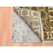 Load image into Gallery viewer, 2&#39;6&quot;x8&#39;3&quot; Desert Sand Brown, Hand Knotted, Rajasthan with All Over Leaf Design, Wool and Silk, Soft Pile, Thick and Plush, Runner, Oriental Rug FWR453702