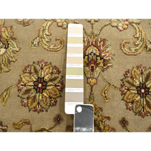 Load image into Gallery viewer, 2&#39;6&quot;x8&#39;3&quot; Desert Sand Brown, Hand Knotted, Rajasthan with All Over Leaf Design, Wool and Silk, Soft Pile, Thick and Plush, Runner, Oriental Rug FWR453702