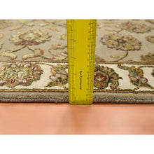 Load image into Gallery viewer, 2&#39;6&quot;x8&#39;3&quot; Desert Sand Brown, Hand Knotted, Rajasthan with All Over Leaf Design, Wool and Silk, Soft Pile, Thick and Plush, Runner, Oriental Rug FWR453702