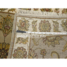 Load image into Gallery viewer, 2&#39;6&quot;x8&#39;3&quot; Desert Sand Brown, Hand Knotted, Rajasthan with All Over Leaf Design, Wool and Silk, Soft Pile, Thick and Plush, Runner, Oriental Rug FWR453702